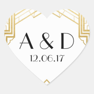 White & Gold Art Deco 1920er Jahre Runder Sticker 