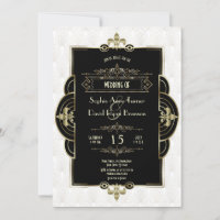 White Gold Art Deco Black Roaring 1920er Hochzeit