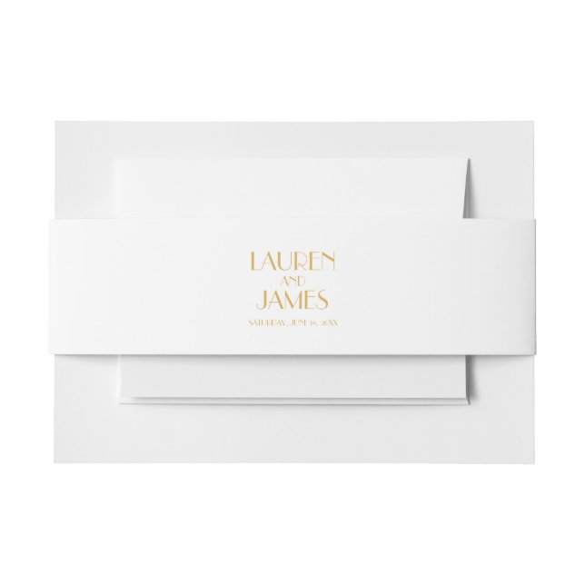 White Gold Art Deco Hochzeit Einladungsbanderole (Vorderseite Beispiel)