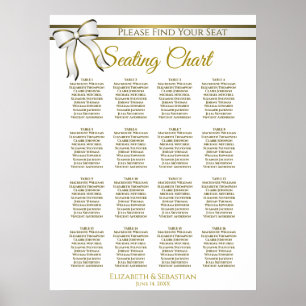 White & Gold Band 16 Tabelle Hochzeitstabelle Poster