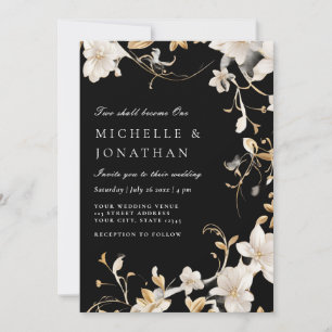 White Gold Black Modern Christlich Bible Wedding Einladung