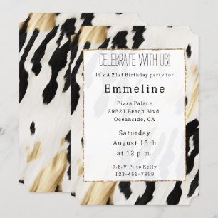White Gold Black Südwest Cowhide Einladung