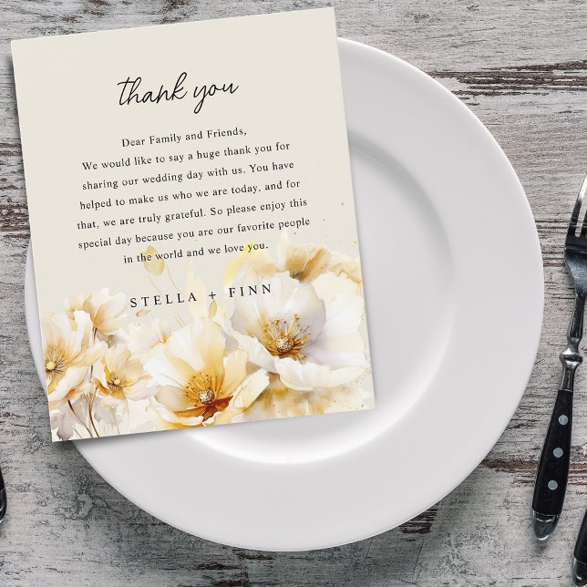 White Gold Blume Vielen Dank für Ihre Hochzeitsemp (White Gold Flower Thank You Wedding Reception Card)