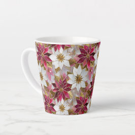 White Gold Burgundy Pink Christmas Poinsettias Milchtasse