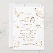 White Gold Butterfly Baby Dusche