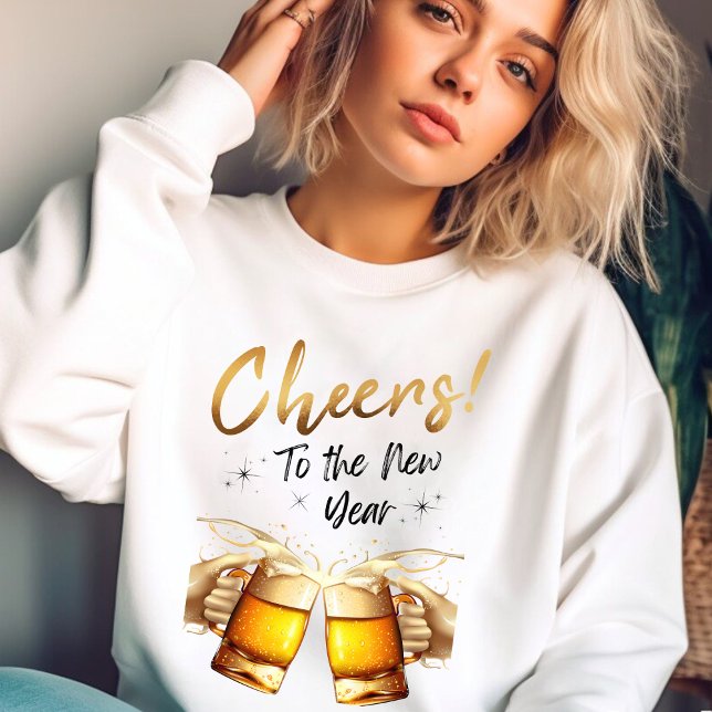 White & Gold Cheers to Silvester Party 2024 Sweatshirt (White & Gold Cheers to New Years Eve Party 2024 Sweatshirt)