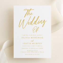 White & Gold Classic Hochzeit Einladung