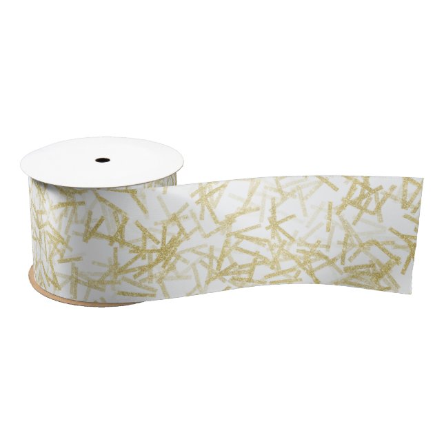White Gold Confetti Birthday Satinband (Spule)