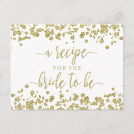White & Gold Confetti Brautparty Rezept Karte