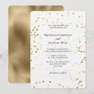 White Gold Confetti Dots Hochzeit Einladung
