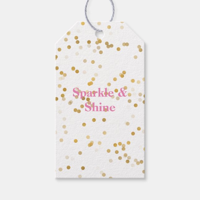 White Gold Confetti Geschenkanhänger (Vorderseite)