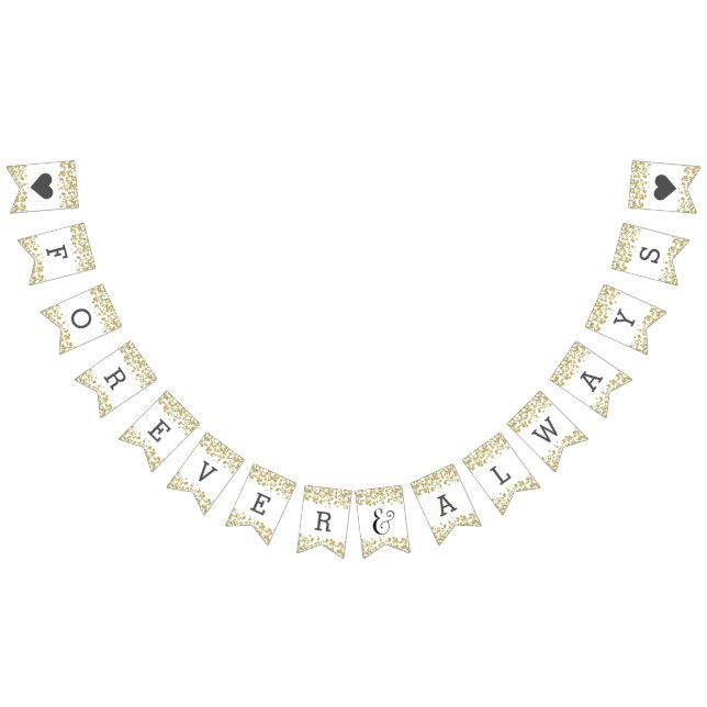 White & Gold Confetti Hochzeit für immer Wimpelkette (Alle)