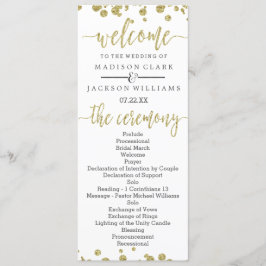 White & Gold Confetti Hochzeitsprogramm Programm