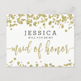 White & Gold Confetti werden Sie meine Trauzeugin  Einladung