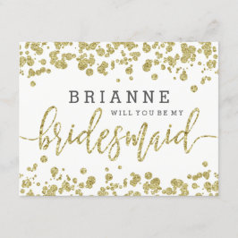 White & Gold Confetti wird meine Bridesmaid sein Einladung
