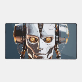 White Gold Cyborg Android Face Sci-Fi Schreibtischunterlage
