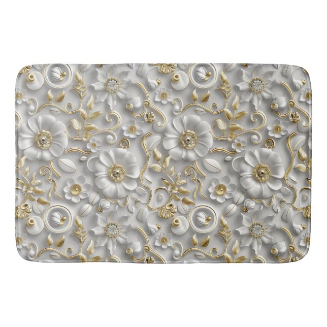 White Gold Decorative 3D Flora Flora Badematte (Vorderseite)