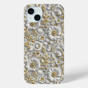 White Gold Decorative 3D Flora Flora Case-Mate iPhone Hülle