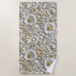 White Gold Decorative 3D Flora Flora Strandtuch