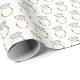 White Gold Diamond Verlobung Hochzeitsring Muster Geschenkpapier