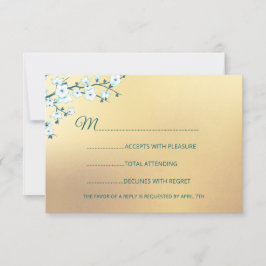 White Gold Elegant Floral RSVP Karte