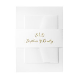 White Gold Elegante Einfache Hochzeit Einladungsbanderole
