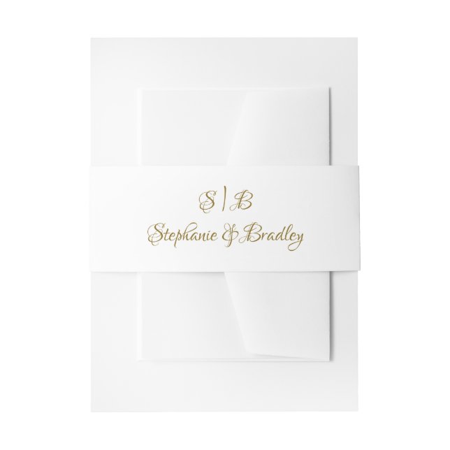 White Gold Elegante Einfache Hochzeit Einladungsbanderole (Vorderseite Beispiel)