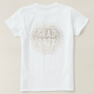 White Gold Elegante Foil Botanicals Graduate Uni T-Shirt