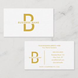 White & Gold elegante Monogram Moderne Beruflich Visitenkarte