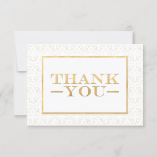 White & Gold Fleur De Lis Mariage Merci Cartes