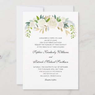 White Gold Floral 3 Sets Eltern Hochzeit Einladung