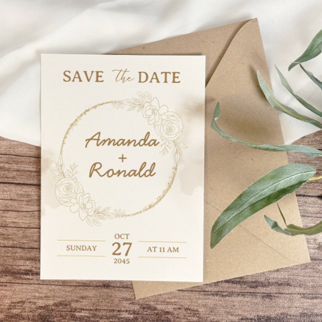 White Gold Floral Elegante Hochzeit Save The Date (Von Creator hochgeladen)