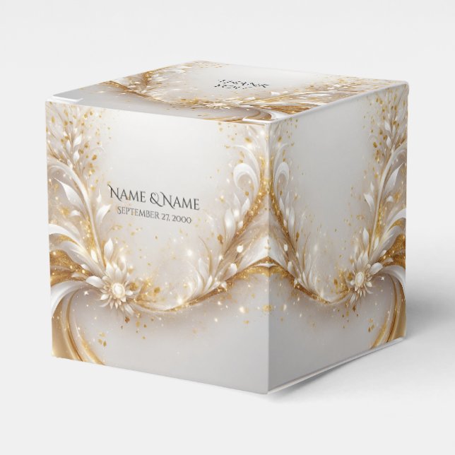 White Gold Floral Fevor Box Geschenkschachtel (Vorderseite)