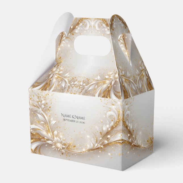 White Gold Floral Fevor Box Geschenkschachtel (Vorderseite)