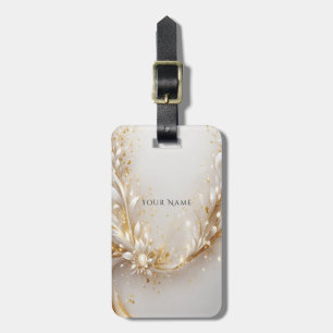 White Gold Floral Luggage Tag Gepäckanhänger