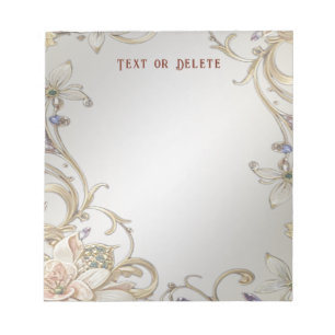 White Gold Floral Notepad Notizblock