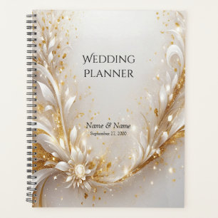 White Gold Floral Planner Planer