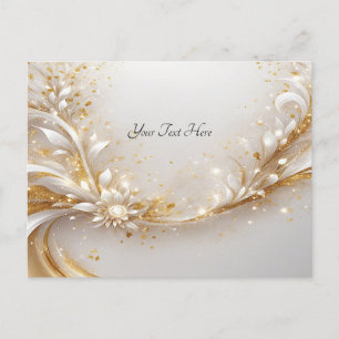 White Gold Floral Postcard Postkarte
