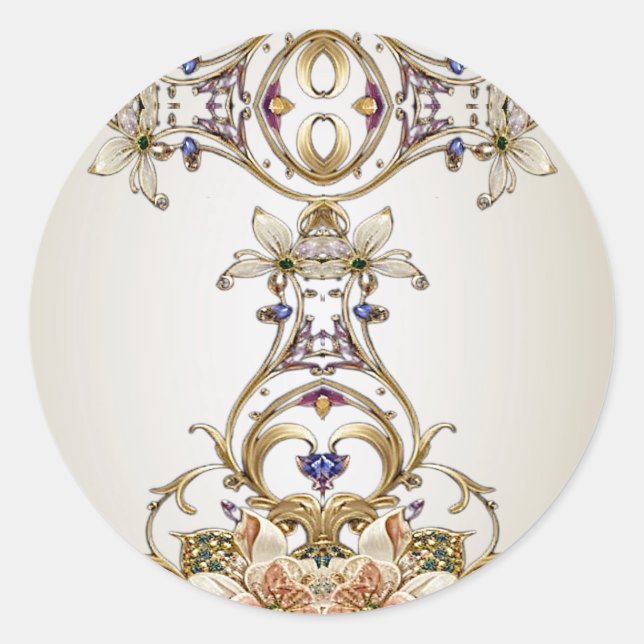 White Gold Floral Sticker (Vorderseite)