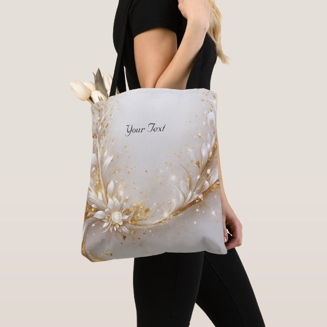 White Gold Floral Totbeutel Tasche (Von Nahem)