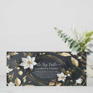 White Gold Floral Wreath Wedding Top Table Sign