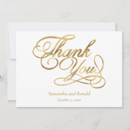 White Gold Foil Calligraphy Formal Thank You Card Dankeskarte