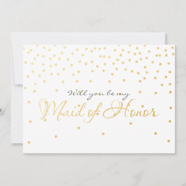 White & Gold Foil Confetti Dots TRAUZEUGIN Karte (Vorderseite)
