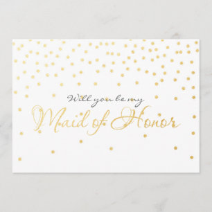 White & Gold Foil Confetti Dots TRAUZEUGIN Karte