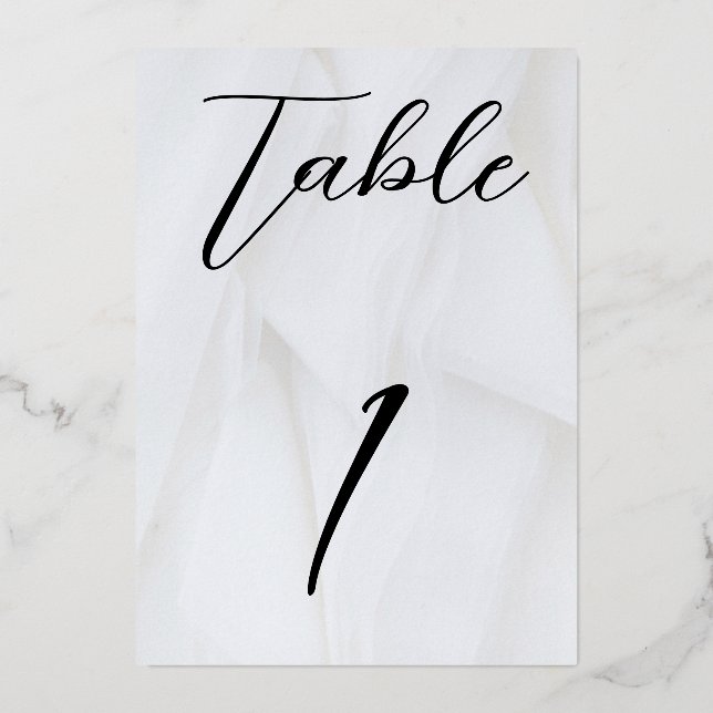 White/Gold Foil Table Card Nr. 1 Folieneinladung (Vorderseite)