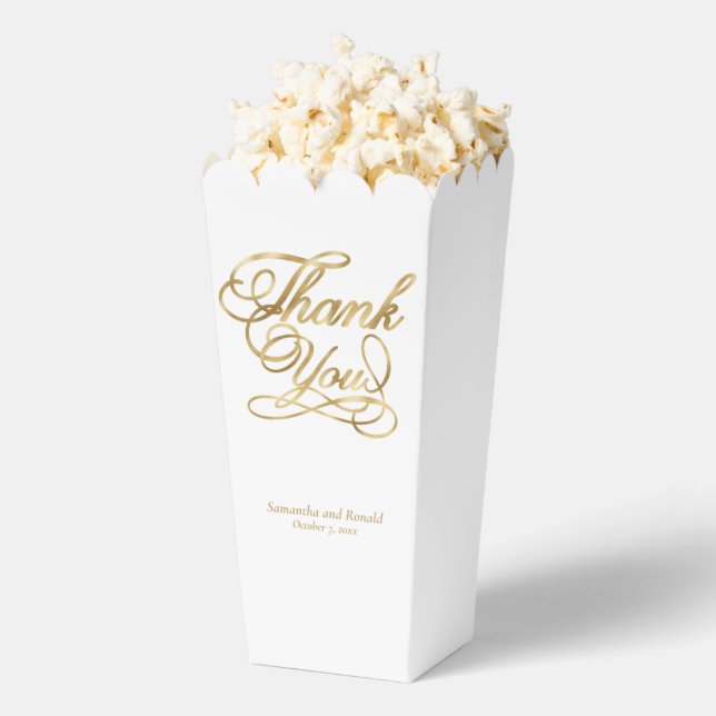 White & Gold Foil Thank You Calligraphy Wedding Geschenkschachtel (Geplatzt)