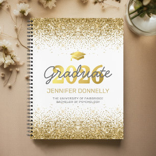 White & Gold Foto Abschluss Gästebuch Notizbuch