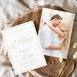 White Gold Foto Picture Wedding Modern Folieneinladung