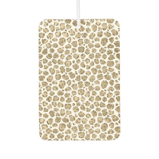 White Gold Glam Glitzer Glitz Leopard Print Autolufterfrischer (Vorderseite)