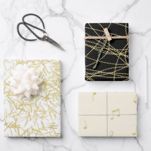 White Gold Glam Glitzy Birthday Geschenkpapier Set